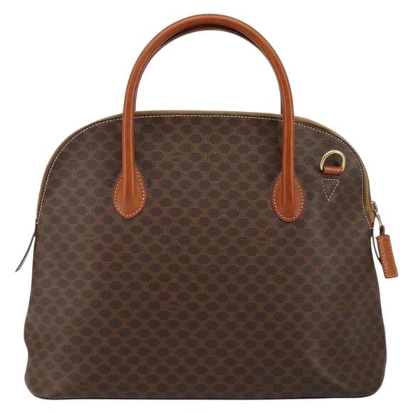 CELINE Macadam Canvas Hand Bag Pvc Leather Brown Gold - Picture 3 of 12